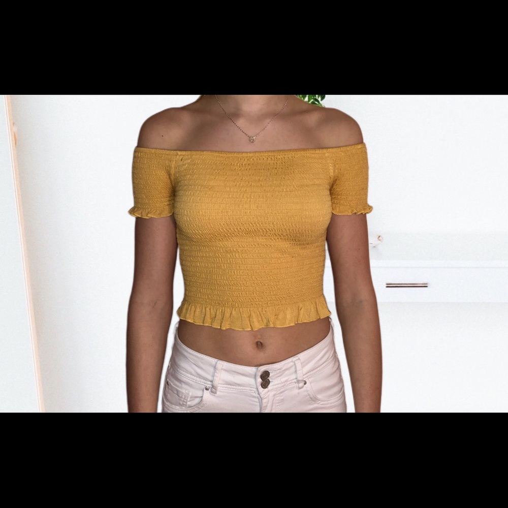 yellow off the shoulder top